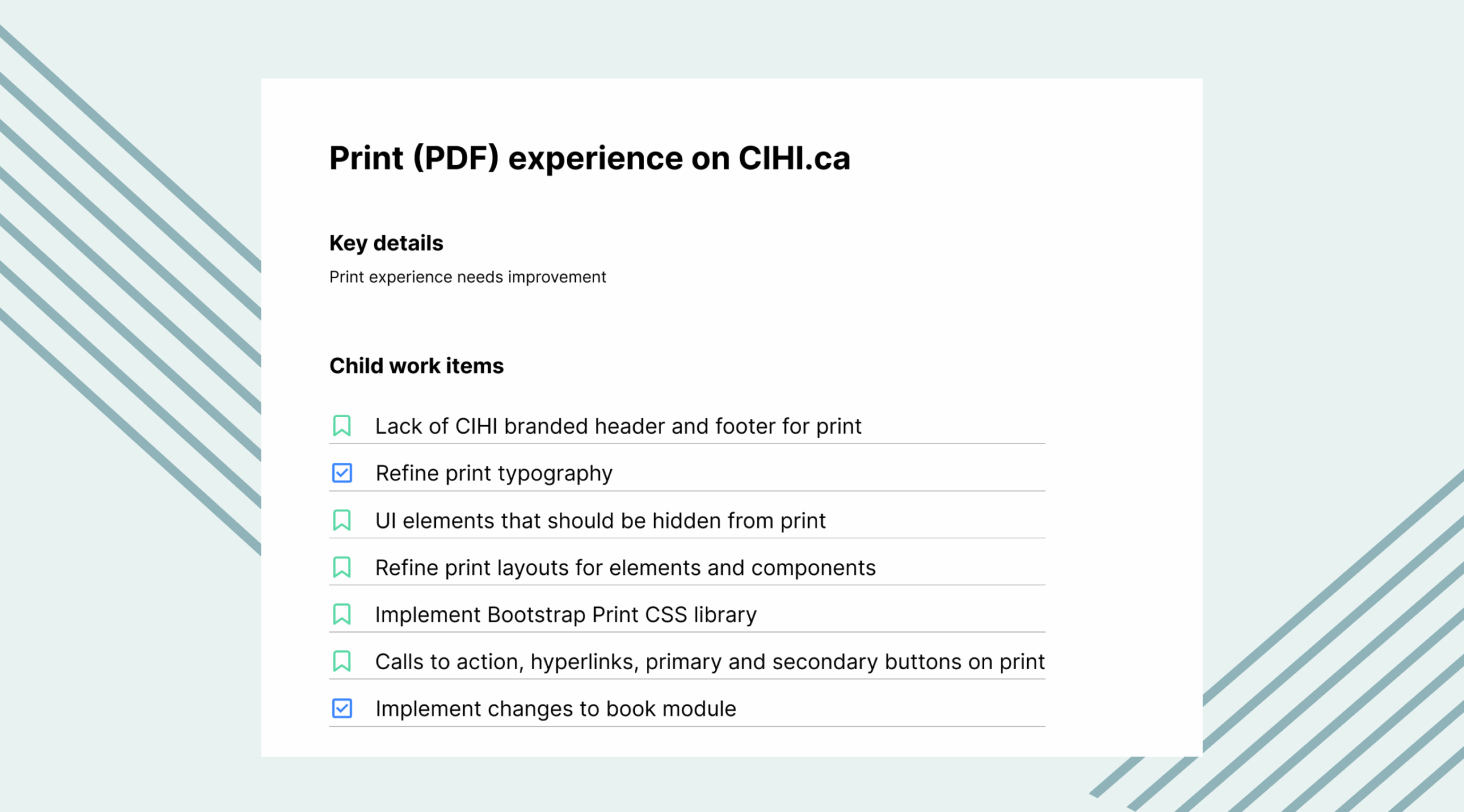 An example of some of the Jira tickets
